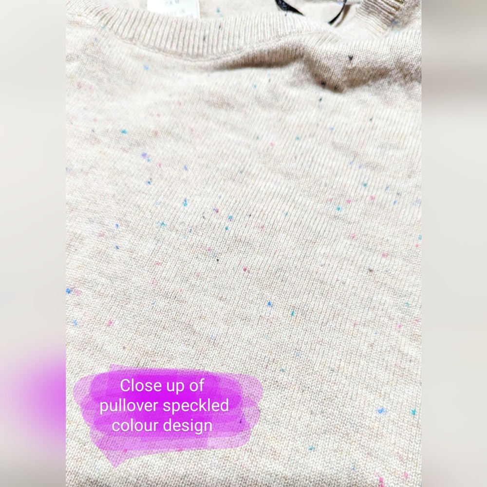 H&M ladies size med lightweight sweater, beige-grey w/multi colour specks, EUC - Picture 5 of 9
